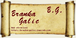Branka Galić vizit kartica